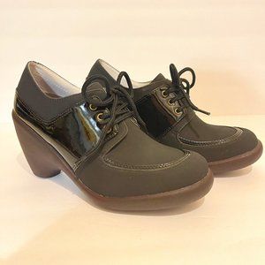 Regetta Canoe Black Vegan Comfort Oxford/Mary Jane Lace-up Heels Women's Size 8